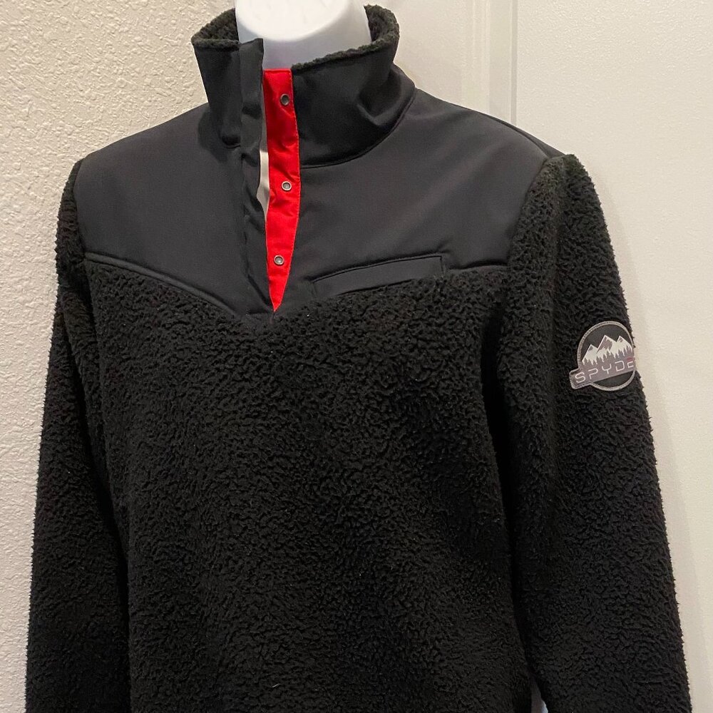 SPYDER BLACK FLEECE SHERPA PULLOVER JACKET SZ M PREOWNED